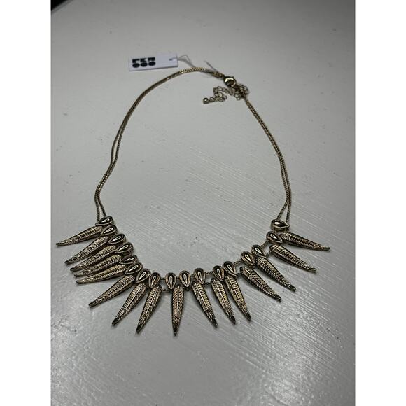 Romolo Gold Feather Statement Necklace Boho Tribal Jewelry NWT - Picture 4 of 4